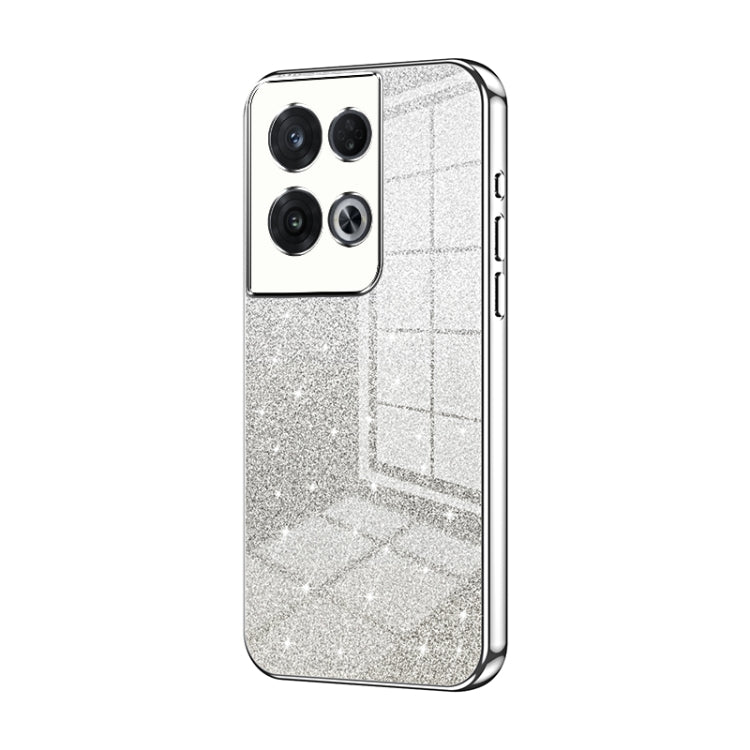 For OPPO Reno8 Pro Gradient Glitter Powder Electroplated Phone Case(Silver) - OPPO Cases by PMC TechLife | Online Shopping South Africa | PMC TechLife | Buy Now Pay Later Mobicred