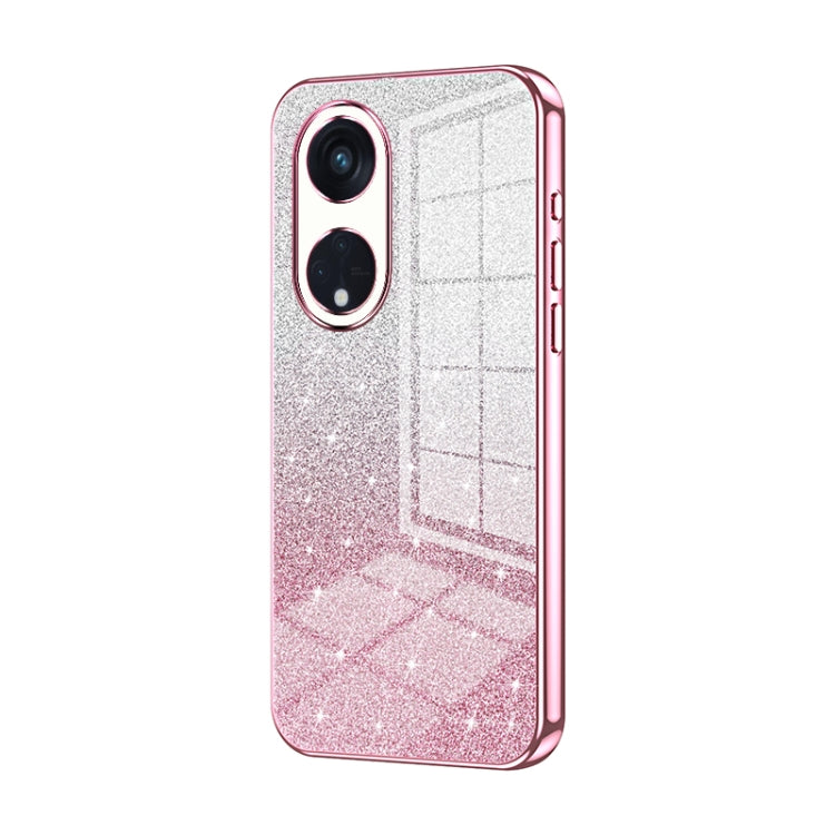 For OPPO Reno8 T 5G Gradient Glitter Powder Electroplated Phone Case(Pink) - OPPO Cases by PMC TechLife | Online Shopping South Africa | PMC TechLife