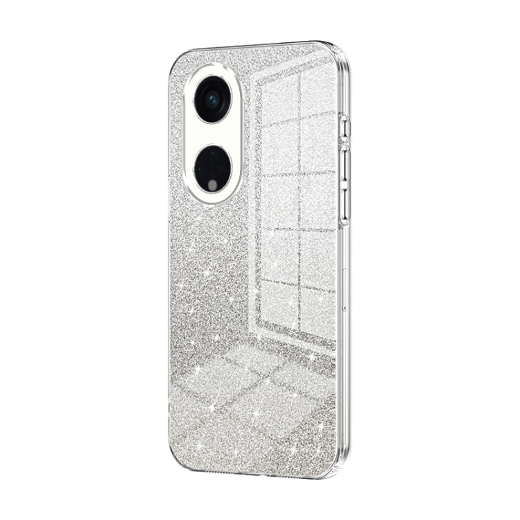 For OPPO Reno8 T 5G Gradient Glitter Powder Electroplated Phone Case(Transparent) - OPPO Cases by PMC TechLife | Online Shopping South Africa | PMC TechLife | Buy Now Pay Later Mobicred