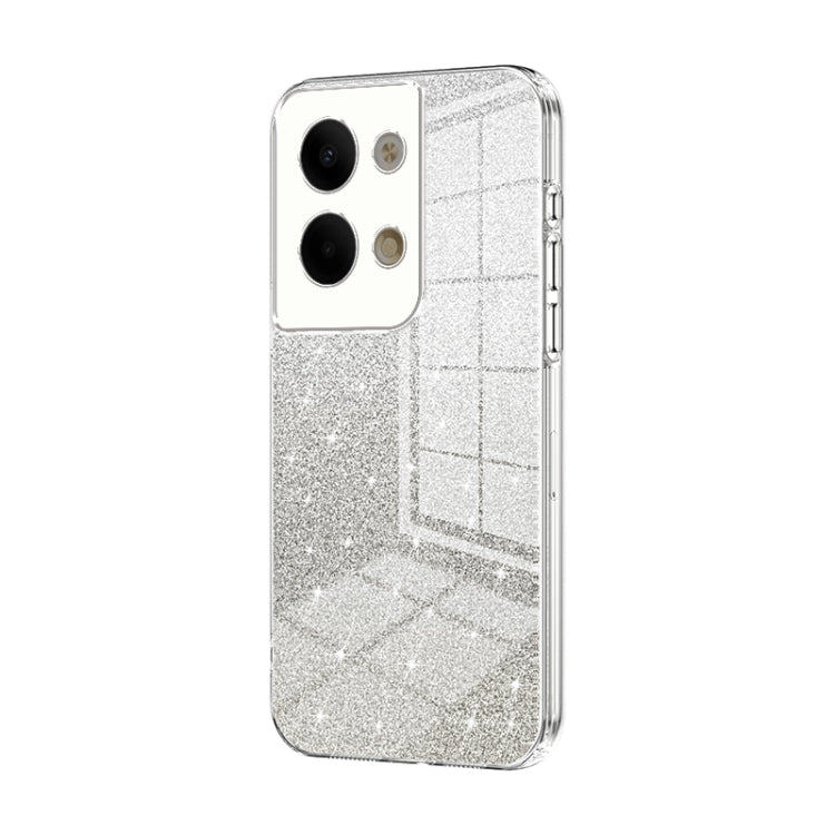 For OPPO Reno9 / Reno9 Pro Gradient Glitter Powder Electroplated Phone Case(Transparent) - OPPO Cases by PMC TechLife | Online Shopping South Africa | PMC TechLife | Buy Now Pay Later Mobicred