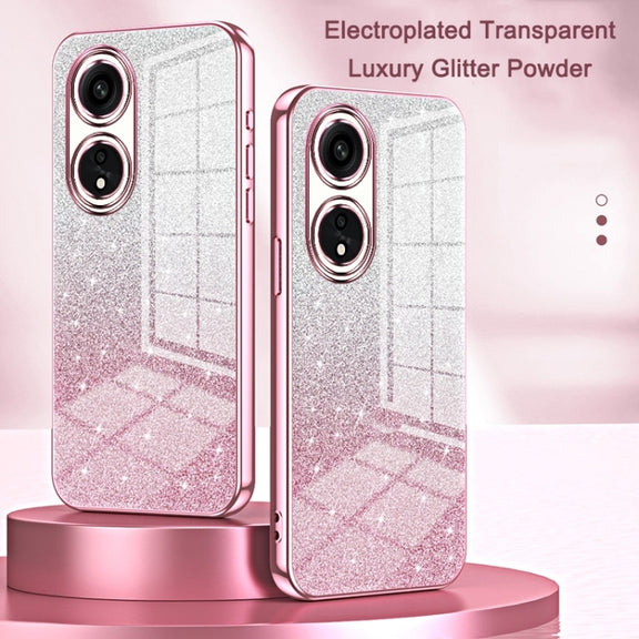 For OPPO A17 / A17K Gradient Glitter Powder Electroplated Phone Case(Green)