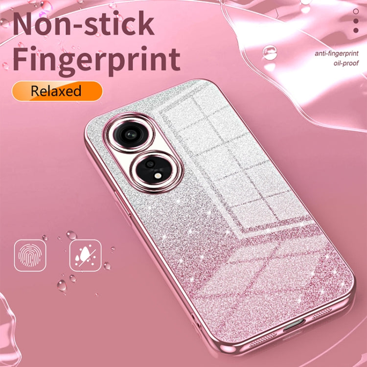 For OPPO A2 Pro Gradient Glitter Powder Electroplated Phone Case(Pink)