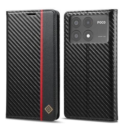 For Xiaomi Poco X6 Pro 5G LC.IMEEKE Carbon Fiber Texture Flip Leather Phone Case(Vertical Black) - free shipping - PMC Jewellery - Order now!