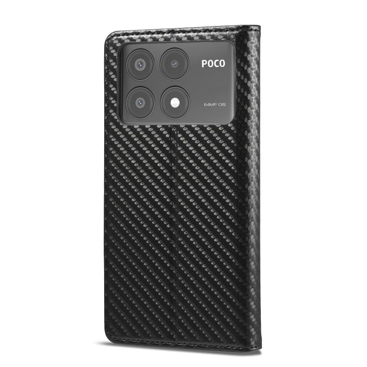 For Xiaomi Poco X6 Pro 5G LC.IMEEKE Carbon Fiber Texture Flip Leather Phone Case(Vertical Black)