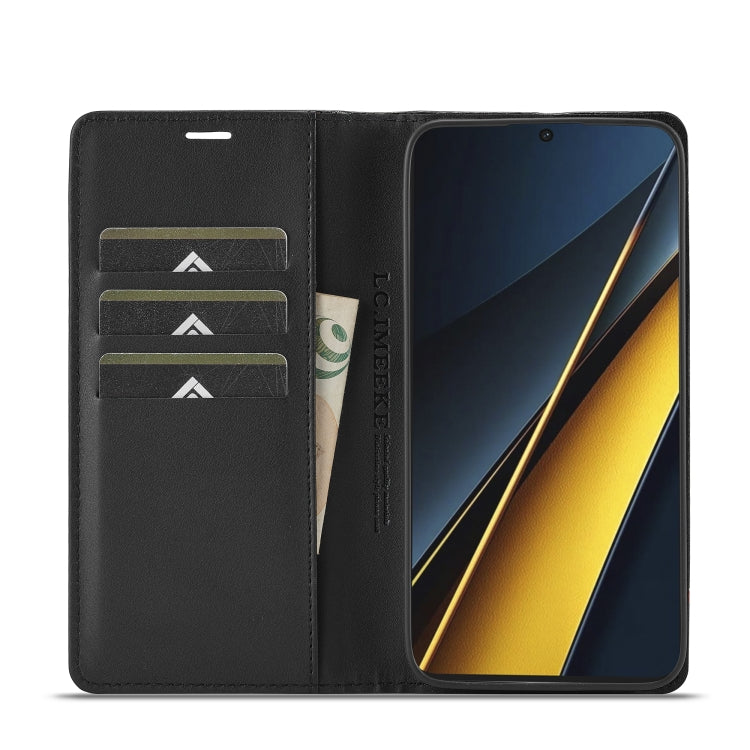 For Xiaomi Poco X6 Pro 5G LC.IMEEKE Carbon Fiber Texture Flip Leather Phone Case(Vertical Black) - free shipping - PMC Jewellery - Order now!