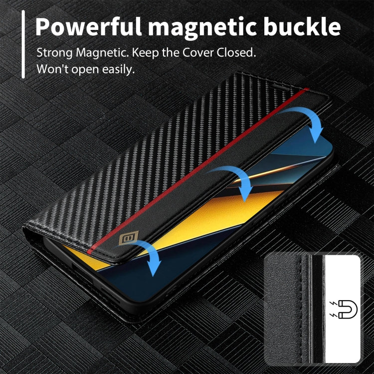 For Xiaomi Poco X6 Pro 5G LC.IMEEKE Carbon Fiber Texture Flip Leather Phone Case(Vertical Black) - free shipping - PMC Jewellery - Order now!