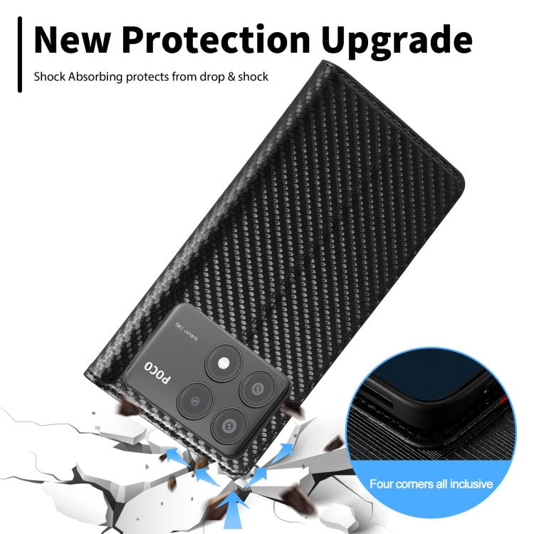 For Xiaomi Poco X6 Pro 5G LC.IMEEKE Carbon Fiber Texture Flip Leather Phone Case(Vertical Black)
