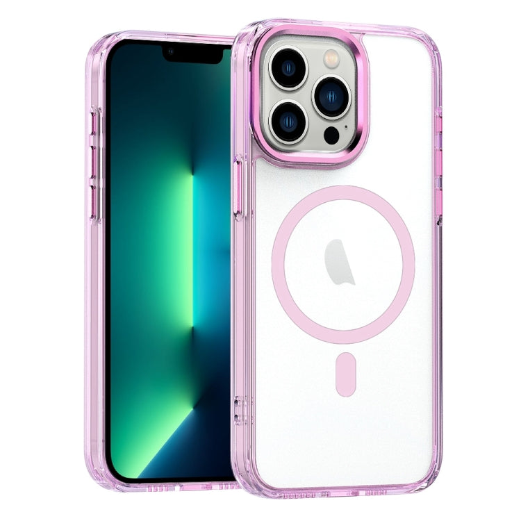 For iPhone 13 Pro Max MagSafe Magnetic Clear Phone Case(Pink) - iPhone 13 Pro Max Cases by PMC TechLife | Online Shopping South Africa | PMC TechLife