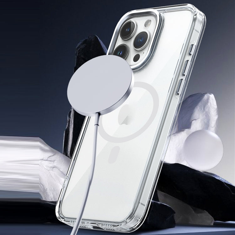 For iPhone 14 MagSafe Magnetic Clear Phone Case(Black) - iPhone 14 Cases by PMC TechLife | Online Shopping South Africa | PMC TechLife