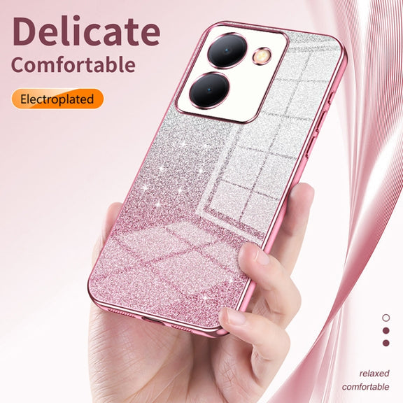 For vivo X100 Pro Gradient Glitter Powder Electroplated Phone Case(Blue)