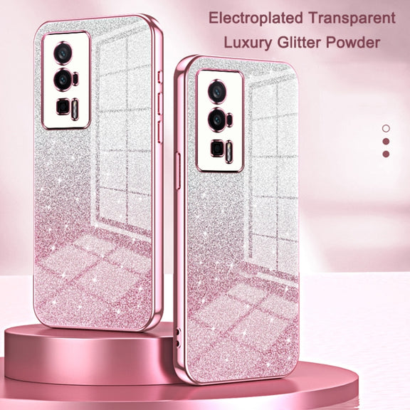 For Xiaomi Poco X4 Pro 5G Gradient Glitter Powder Electroplated Phone Case(Purple)
