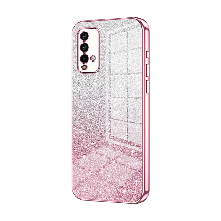 For Xiaomi Redmi Note 9 4G Gradient Glitter Powder Electroplated Phone Case(Pink) - free shipping - PMC TechLife - Order now!