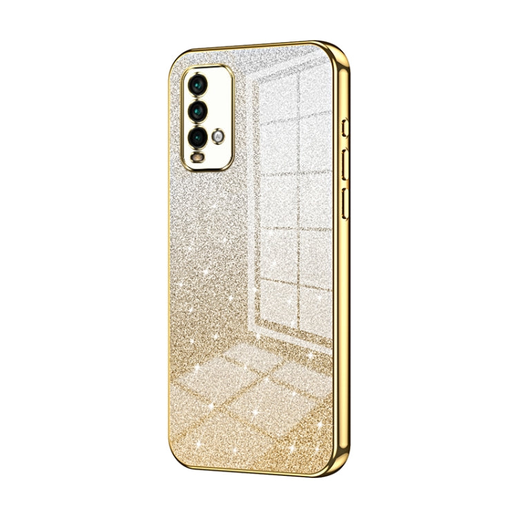 For Xiaomi Redmi Note 9 4G Gradient Glitter Powder Electroplated Phone Case(Gold) - Xiaomi Cases by PMC TechLife | Online Shopping South Africa | PMC TechLife | Buy Now Pay Later Mobicred
