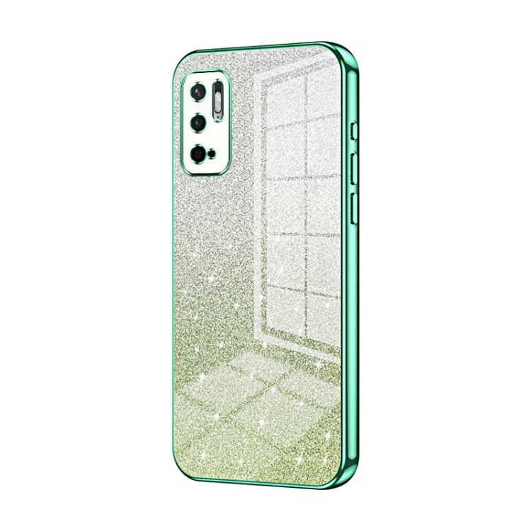 For Xiaomi Redmi Note 10 5G / Note 10T 5G Gradient Glitter Powder Electroplated Phone Case(Green) - Xiaomi Cases by PMC TechLife | Online Shopping South Africa | PMC TechLife | Buy Now Pay Later Mobicred