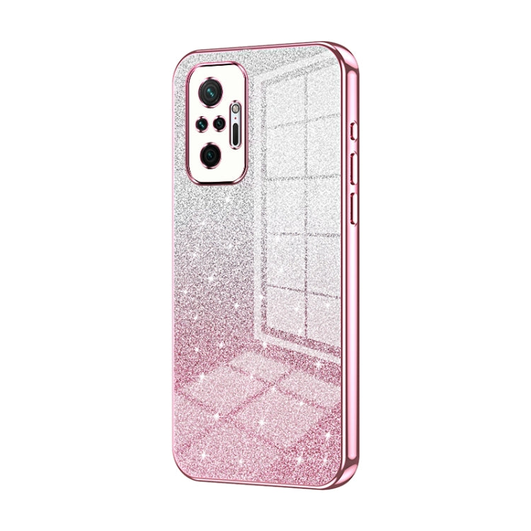 For Xiaomi Redmi Note 10 Pro/10 Pro Max Gradient Glitter Powder Electroplated Phone Case(Pink) - Xiaomi Cases by PMC TechLife | Online Shopping South Africa | PMC TechLife | Buy Now Pay Later Mobicred