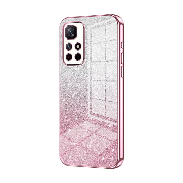 For Xiaomi Redmi Note 11T 5G/Note 11S 5G Gradient Glitter Powder Electroplated Phone Case(Pink) - Xiaomi Cases by PMC TechLife | Online Shopping South Africa | PMC TechLife | Buy Now Pay Later Mobicred