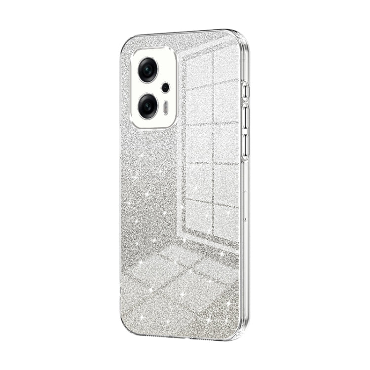 For Xiaomi Redmi Note 11T Pro/Poco X4 GT Gradient Glitter Powder Electroplated Phone Case(Transparent) - Xiaomi Cases by PMC TechLife | Online Shopping South Africa | PMC TechLife | Buy Now Pay Later Mobicred