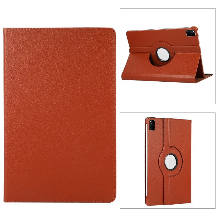 For Lenovo Tab M11 / Xiaoxin Pad 11 2024 360 Degree Rotation Litchi Texture Leather Tablet Case(Brown) - Lenovo by PMC Jewellery | Online Shopping South Africa | PMC Jewellery | Buy Now Pay Later Mobicred