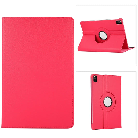 For Lenovo Tab M11 / Xiaoxin Pad 11 2024 360 Degree Rotation Litchi Texture Leather Tablet Case(Rose Red) - Lenovo by PMC Jewellery | Online Shopping South Africa | PMC Jewellery | Buy Now Pay Later Mobicred
