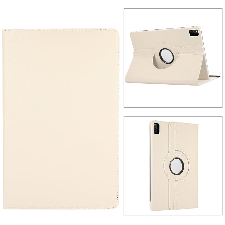For Lenovo Tab M11 / Xiaoxin Pad 11 2024 360 Degree Rotation Litchi Texture Leather Tablet Case(White) - Lenovo by PMC Jewellery | Online Shopping South Africa | PMC Jewellery | Buy Now Pay Later Mobicred