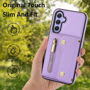 For Samsung Galaxy S24+ DF-09 Crossbody Litchi texture Card Bag Design PU Phone Case(Purple)