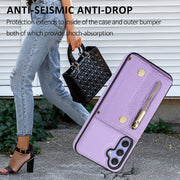 For Samsung Galaxy S24+ DF-09 Crossbody Litchi texture Card Bag Design PU Phone Case(Purple)