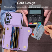 For Samsung Galaxy S24+ DF-09 Crossbody Litchi texture Card Bag Design PU Phone Case(Purple)