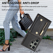 For Samsung Galaxy S24 Ultra DF-09 Crossbody Litchi texture Card Bag Design PU Phone Case(Black)