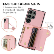 For Samsung Galaxy S24 Ultra DF-09 Crossbody Litchi texture Card Bag Design PU Phone Case(Pink)