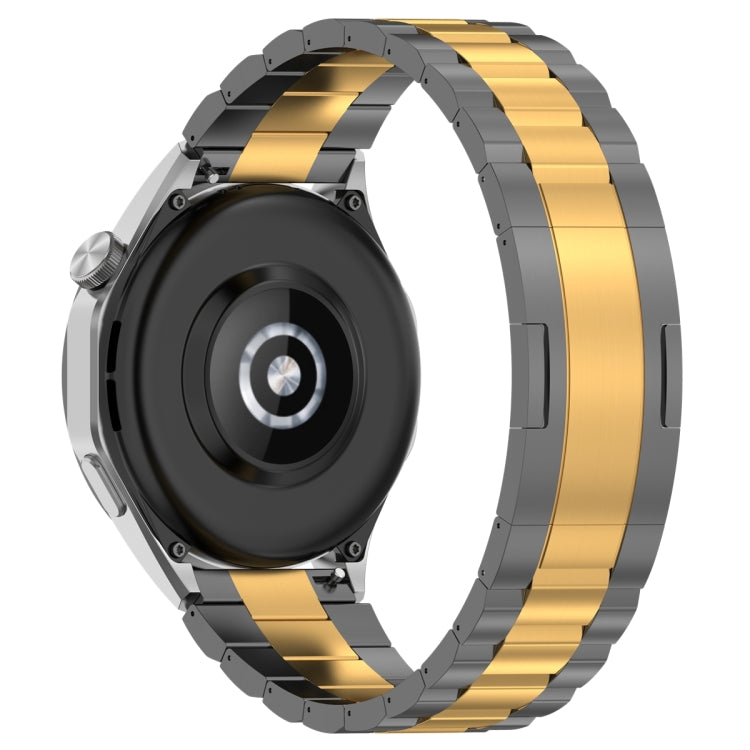 For Huawei Watch GT4 / GT3 / GT2 / GT 46mm Three Strains HW Buckle Metal Watch Band(Grey Gold) - Watch Bands by PMC TechLife | Online Shopping South Africa | PMC TechLife