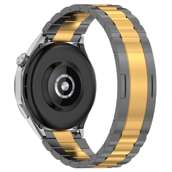 For Huawei Watch GT4 / GT3 / GT2 / GT 46mm Three Strains HW Buckle Metal Watch Band(Grey Gold)