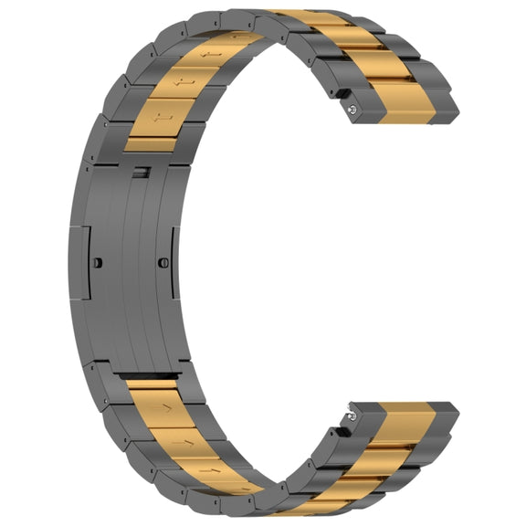 For Huawei Watch GT4 / GT3 / GT2 / GT 46mm Three Strains HW Buckle Metal Watch Band(Grey Gold)