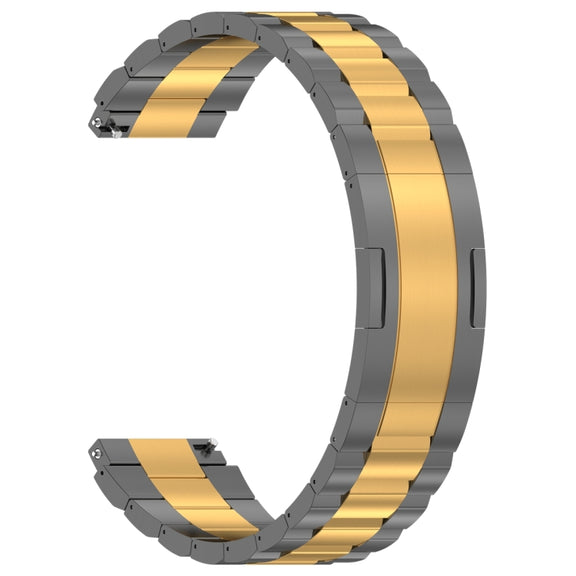 For Huawei Watch GT4 / GT3 / GT2 / GT 46mm Three Strains HW Buckle Metal Watch Band(Grey Gold)