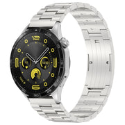 For Huawei Watch GT4 / GT3 / GT2 / GT 46mm Three Strains HW Buckle Metal Watch Band(Silver)