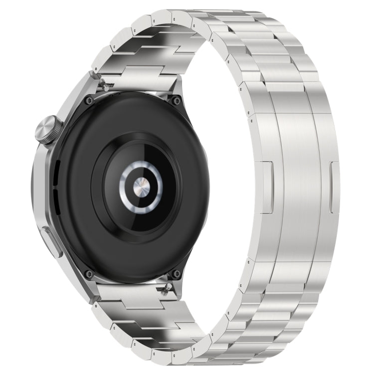 For Huawei Watch GT4 / GT3 / GT2 / GT 46mm Three Strains HW Buckle Metal Watch Band(Silver)