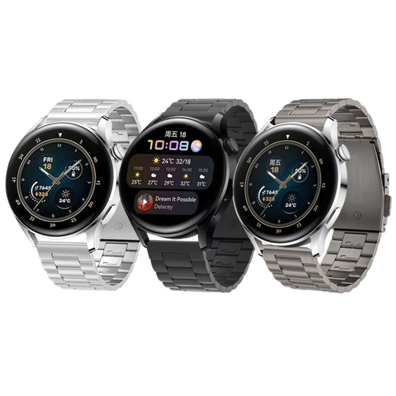 For Huawei Watch GT4 / GT3 / GT2 46mm Three Strains Flat Buckle Titanium Steel Watch Band(Grey)