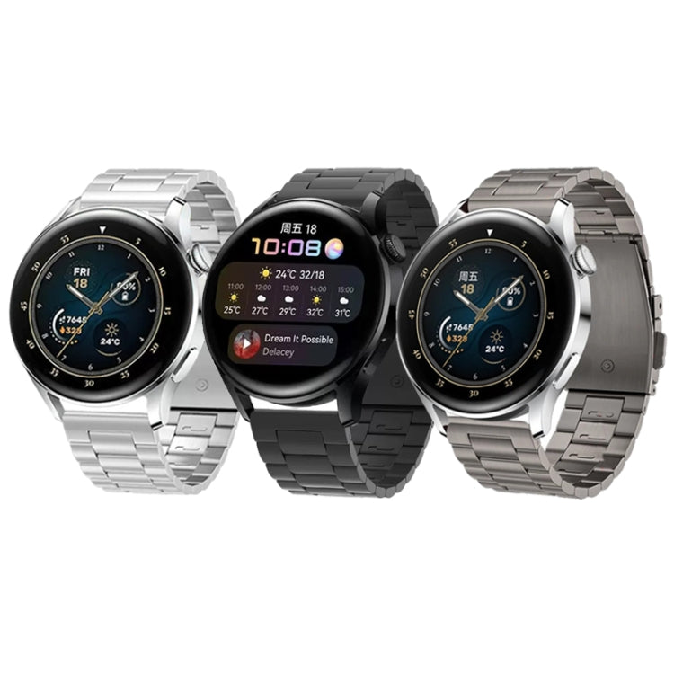For Huawei Watch GT4 / GT3 / GT2 46mm Three Strains Flat Buckle Titanium Steel Watch Band(Grey)