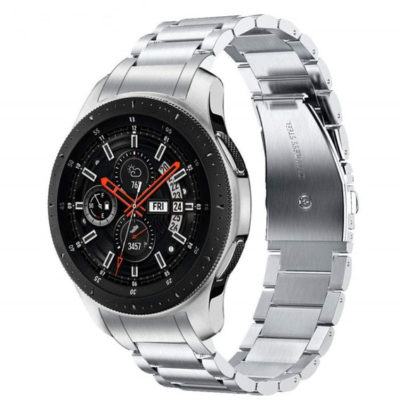 For Huawei Watch GT 4 46mm Three Strains Curved Flat Buckle Stainless Steel Watch Band(Silver)