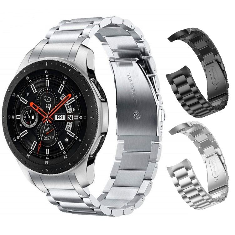 For Huawei Watch GT 4 46mm Three Strains Curved Flat Buckle Stainless Steel Watch Band(Black) - Watch Bands by PMC TechLife | Online Shopping South Africa | PMC TechLife