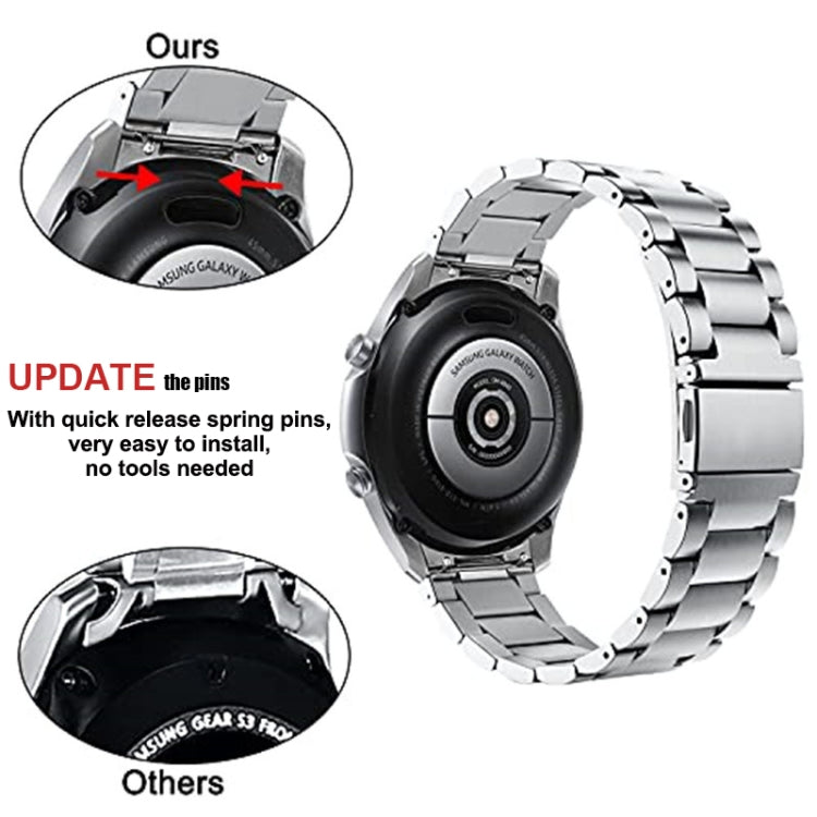 For Huawei Watch GT 4 46mm Three Strains Curved Flat Buckle Stainless Steel Watch Band(Black) - Watch Bands by PMC TechLife | Online Shopping South Africa | PMC TechLife