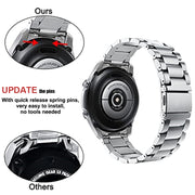 For Huawei Watch GT 4 46mm Three Strains Curved Flat Buckle Stainless Steel Watch Band(Silver)