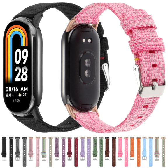 For Xiaomi Mi Band 8 Nylon Canvas Watch Band(Wine Red)