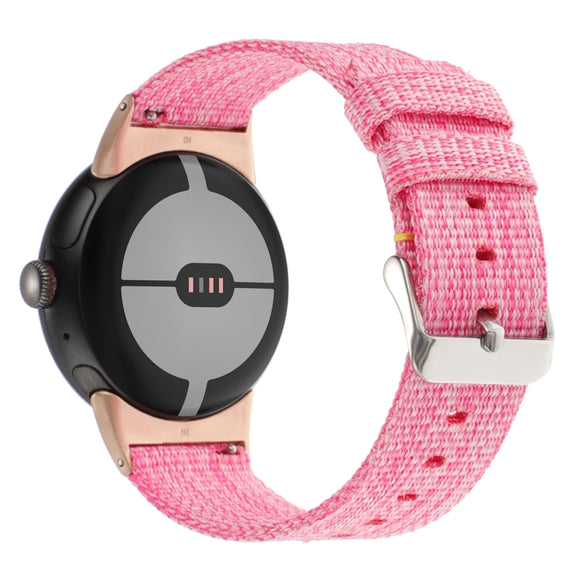 For Google Pixel Watch 2 / Pixel Watch Nylon Canvas Watch Band(Pink)