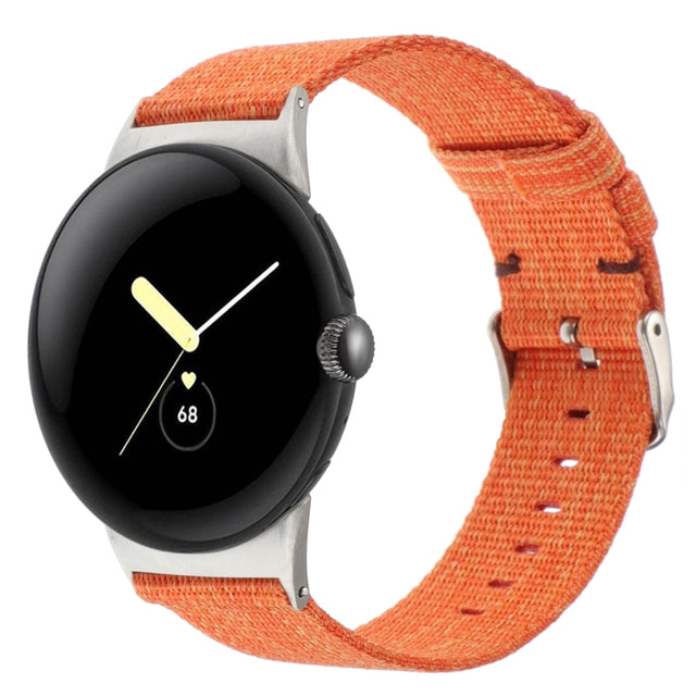 For Google Pixel Watch 2 / Pixel Watch Nylon Canvas Watch Band(Orange)