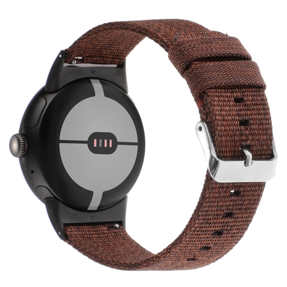 For Google Pixel Watch 2 / Pixel Watch Nylon Canvas Watch Band(Wine Red)