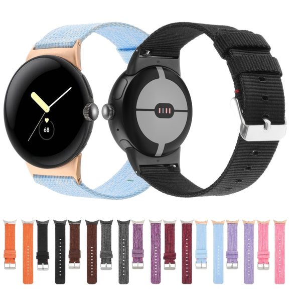 For Google Pixel Watch 2 / Pixel Watch Nylon Canvas Watch Band(Red)