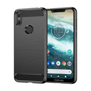 For Motorola Moto One Carbon Fiber Brushed Texture TPU Phone Case(Black)