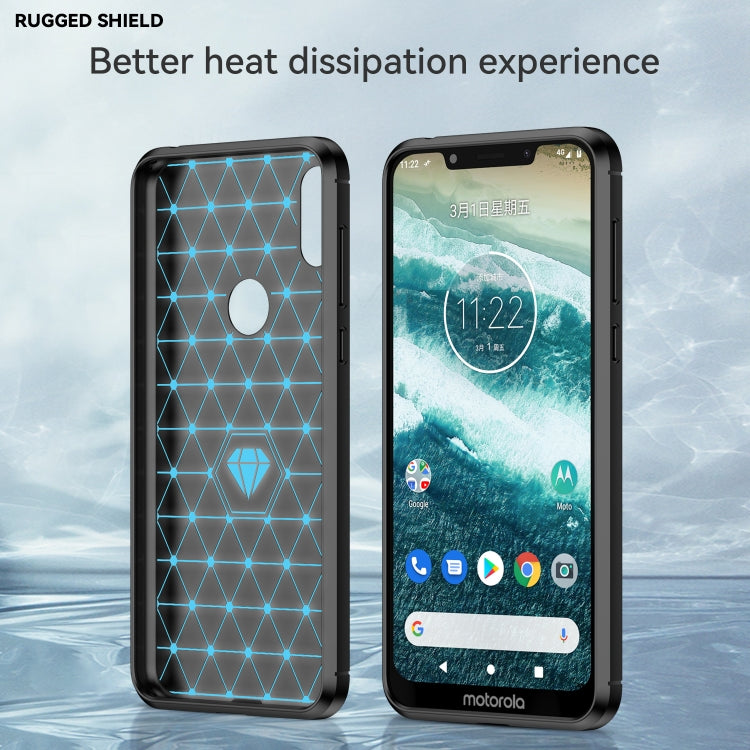 For Motorola Moto One Carbon Fiber Brushed Texture TPU Phone Case(Black)