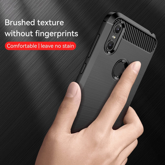 For Motorola Moto One Carbon Fiber Brushed Texture TPU Phone Case(Black)