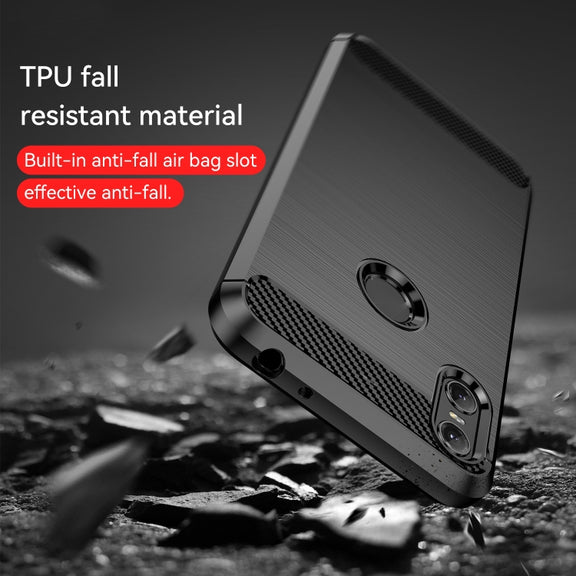 For Motorola Moto One Carbon Fiber Brushed Texture TPU Phone Case(Black)